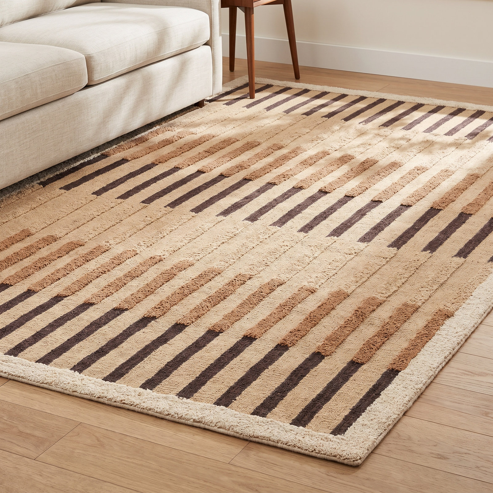 Brown Hand-Tufted Geometric Rug, Rectangle 9'6" x 13'6"
