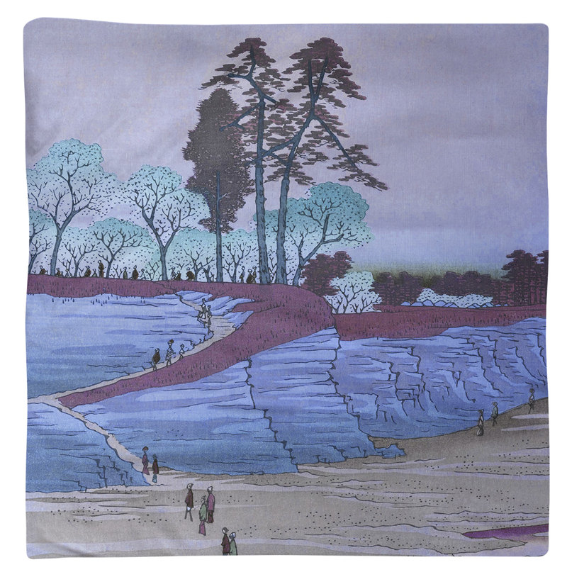 Serviette 10 po Utagawa Hiroshige Gotenyama at Shinagawa, Bleu / Mauve