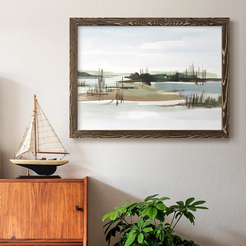Marsh Reeds I, reproduction d'art sur toile, Cadre noyer, H 28 po x l 42 po x P 1,5 po