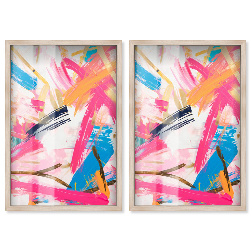 Ensemble d'art abstrait moderne « Exuberant Language » avec cadre-cadre de Art Remedy, cadre noir, 10 x 15, 16" H x 11" W