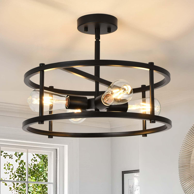 Plafonnier semi-encastré 4 lumières Farmhouse Drum