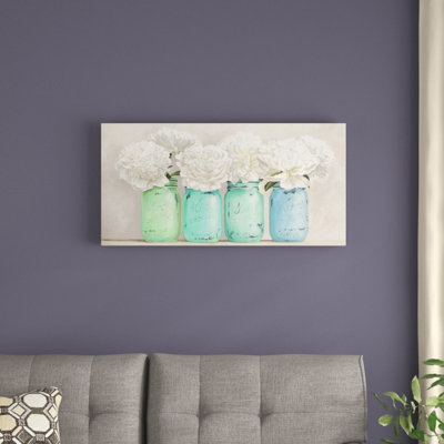" Peonies In Mason Jars (Detail) " by Jenny Thomlinson