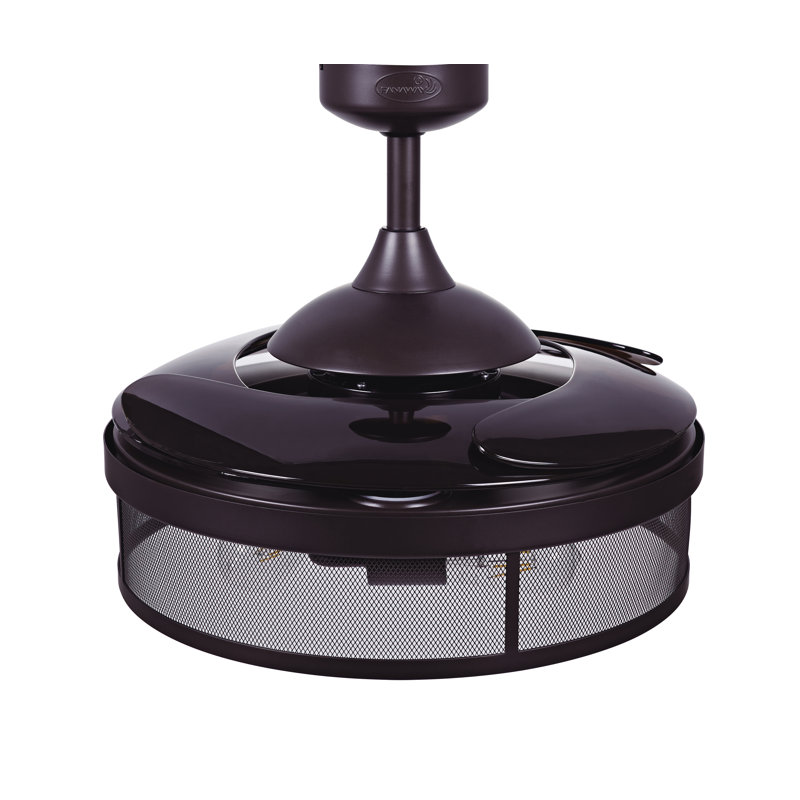 Meridian 48" Retractable Blade Ceiling Fan with Light and Remote, Modern Fandelier Ceiling Fan, Patented Design Technology, Stronger Thicker Blades, Oil Rubbed Bronze