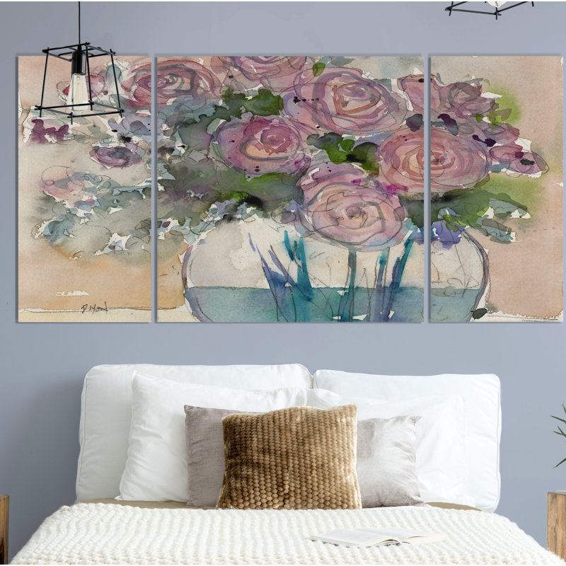 « quelque chose floral vi », reproduction d’image multi-pièces sur toile, H 24 po x l 48 po x P 1,5 po