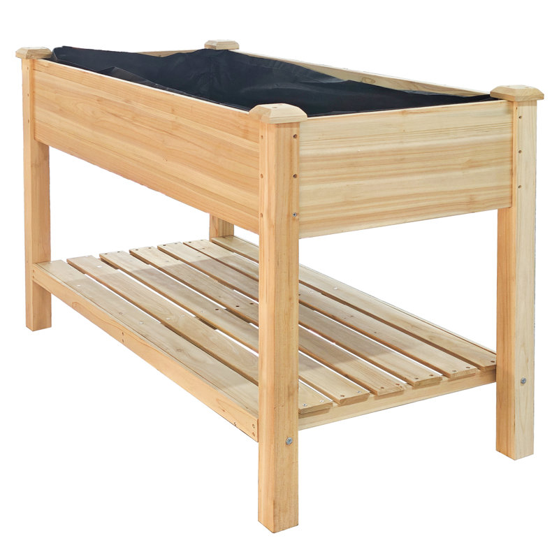 Jardinière surélevée 48 x 23 x 31,1 pouces avec plateau de collecte d'eau, tablette de rangement et doublure de protection Raised Garden Bed