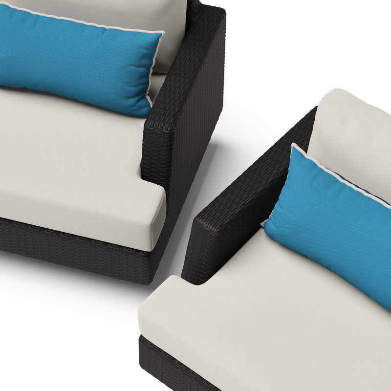 Chaises longues pivotantes en osier Ehrenfried, Cadre brun / coussin gris colombe Sunbrella