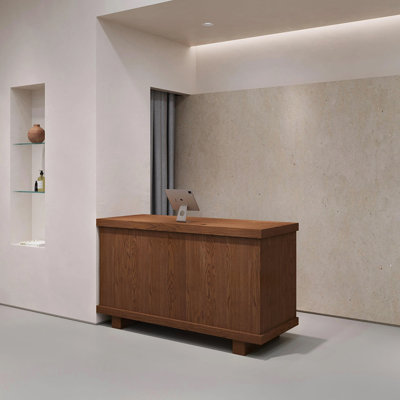 Retro Rectangular Manufactured Wood Reception Desk