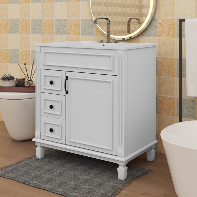 Meuble-lavabo 30 po avec lavabo en céramique, Blanc