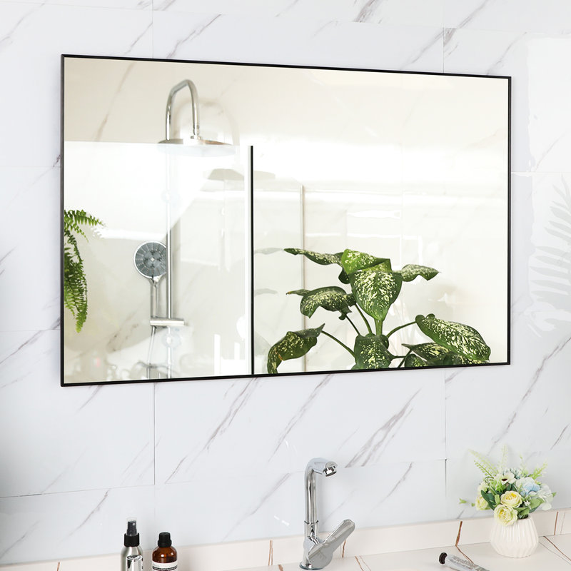 Modern Black Mirror 36x24 Inches With Aluminum Frame - -proof, Ideal For Living Room, Bedroom, Bathroom Decor 36'' X 24'' Decorative Bathroom, Dressing Room Use