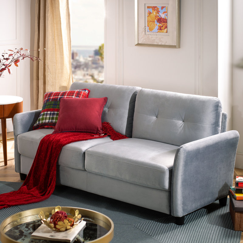 Helsley Upholstered 78.35'' Sofa, Gray Velvet