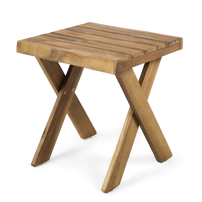 Wood Outdoor Table - Sandblast Finished, 18" Deep X Wide, Backyard Tranquility Side Finish, 18.5" Tall, Rustic Ambiance For Patio