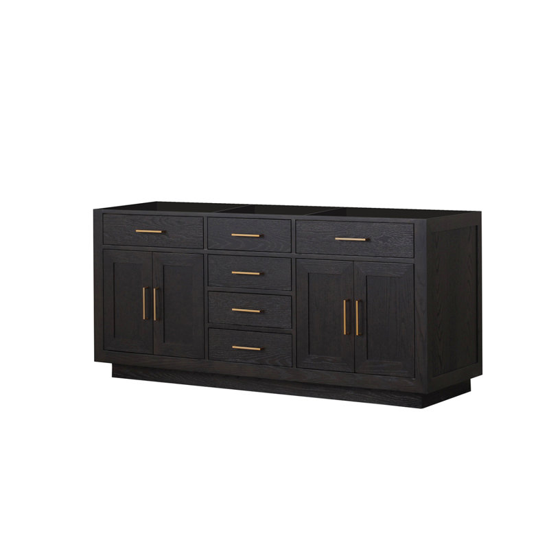 Meuble-lavabo double en chêne noir 72 po X P 22 po D