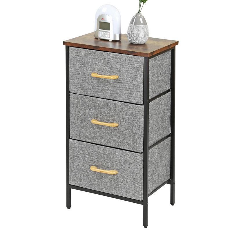 40cm W Metal Bedside Table, Brown/Grey