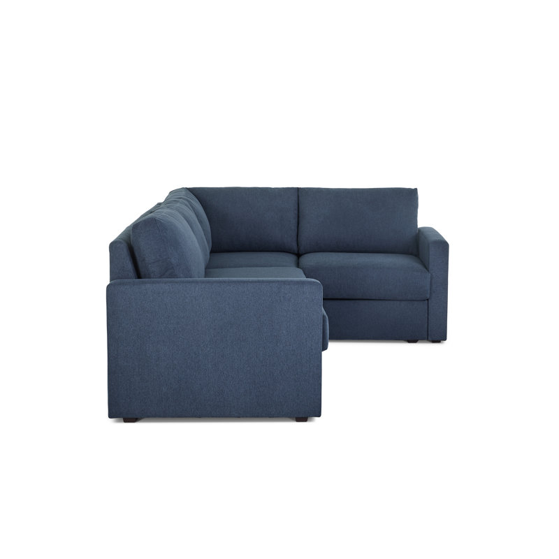 Canapé modulaire rembourré 4 pièces Flex, H 37 po x l 105 po x P 38 po, Mélange de polyester bleu