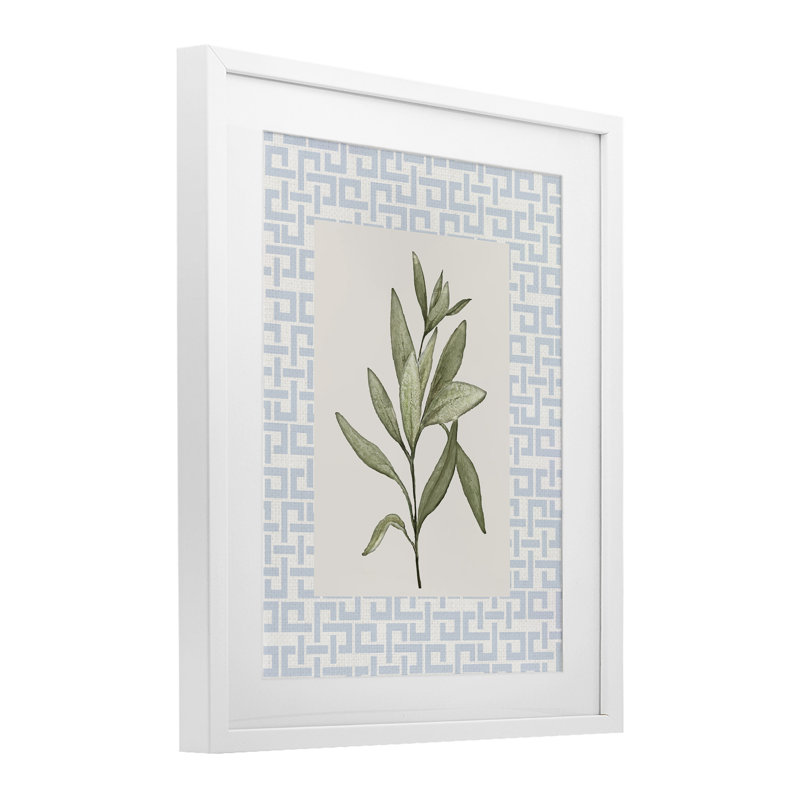 «Leafy Fresh Herb», reproduction sous verre encadrée, design par Diannart, H 16 po x l 13 po, Cadre blanc côtier