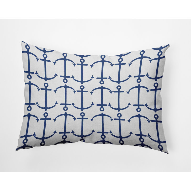 Abstract Outdoor Reversible Throw Pillow, Navy, 14" x 20"