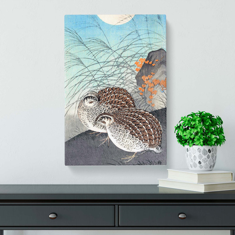 Two Quails by Ohara Koson - Wrapped Canvas Painting, 50cm H x 35cm W x 3cm D