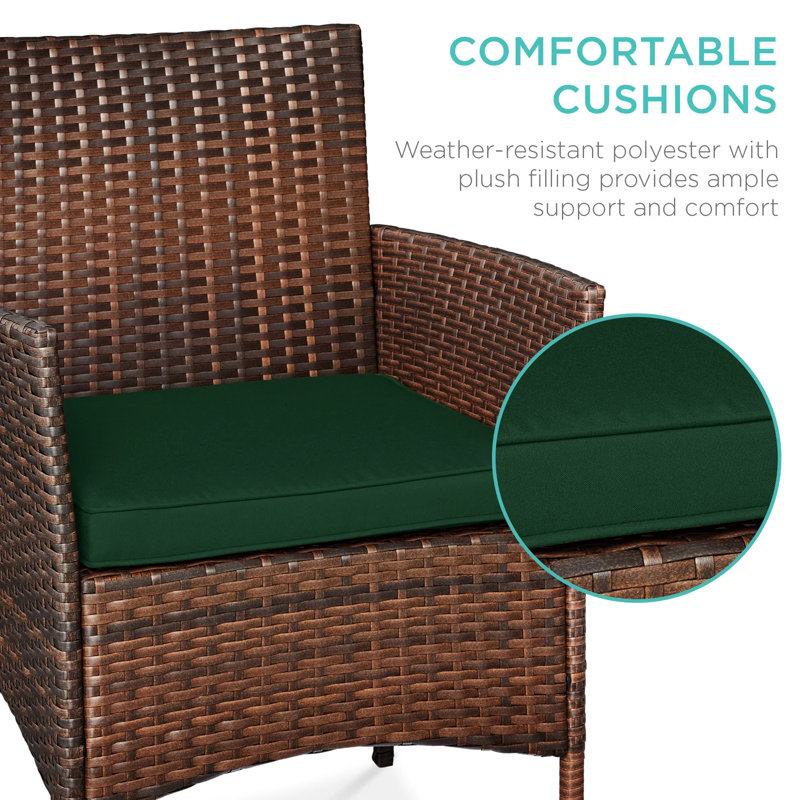 Patio Bistro Set, Brown, Midnight Green