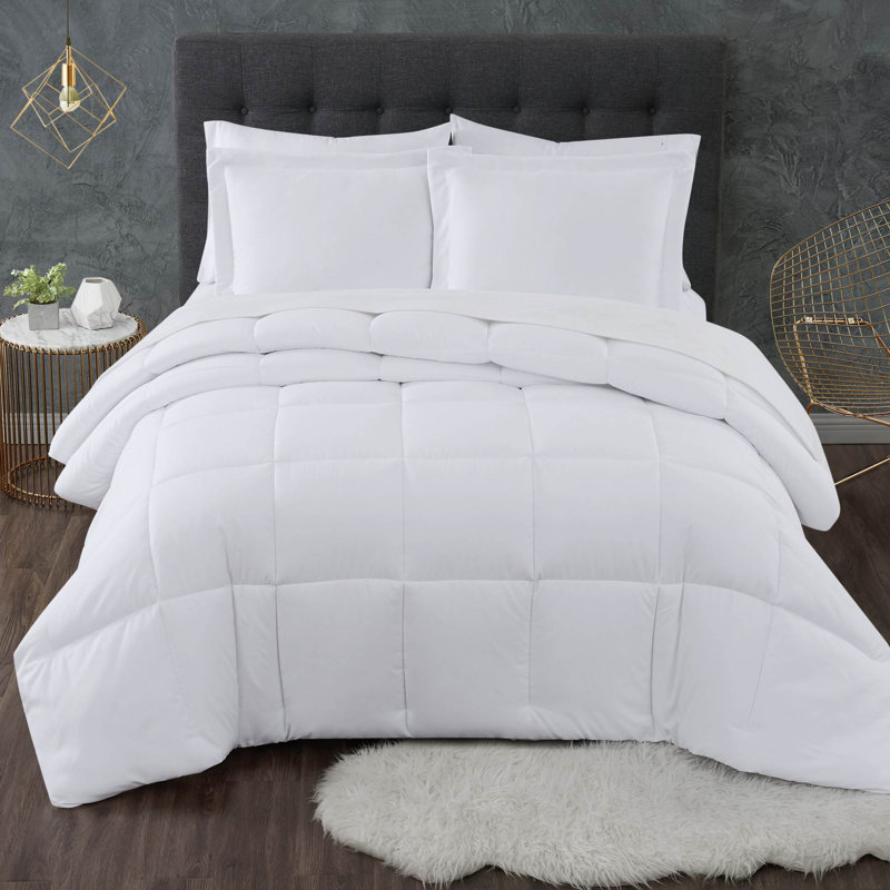 Truly Calm Antimicrobial Box Stitch Comforter, King Comforter + 2 Shams, White