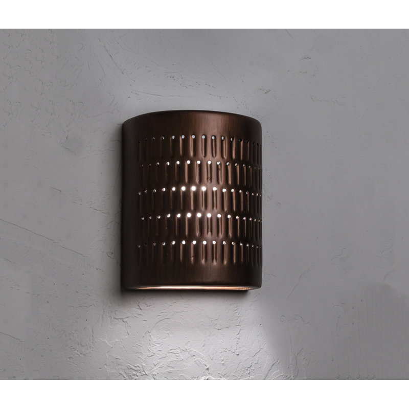 Carely Ceramic Outdoor Wall Light, LED Bulb Included, Rubbed Copper, 10" H x 8" W x 5" D