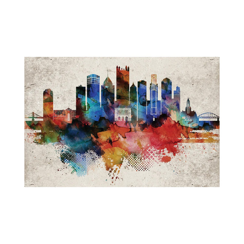 Pittsburgh Abstract - Wrapped Canvas Print, 30.48 cm H x 45.72 cm W