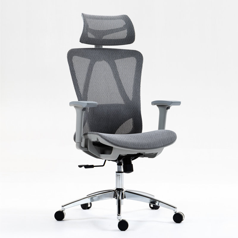High Back Breathable Mesh Office Chair With Adjustable Lumbar, Height-Adjustable , 3D , Grey Art Furniture Option, Nylon Upholstery Equipment, Foam Fill
