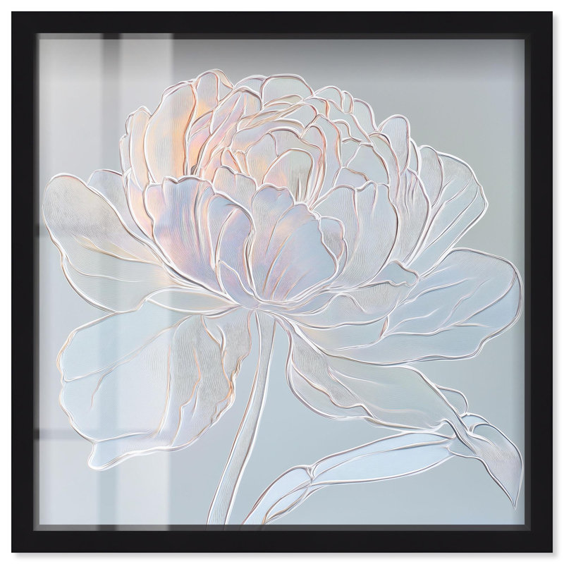 «Embossed Flower II Shadowbox», élégante décoration florale par Art Remedy, H 13 po x l 13 po, Noir