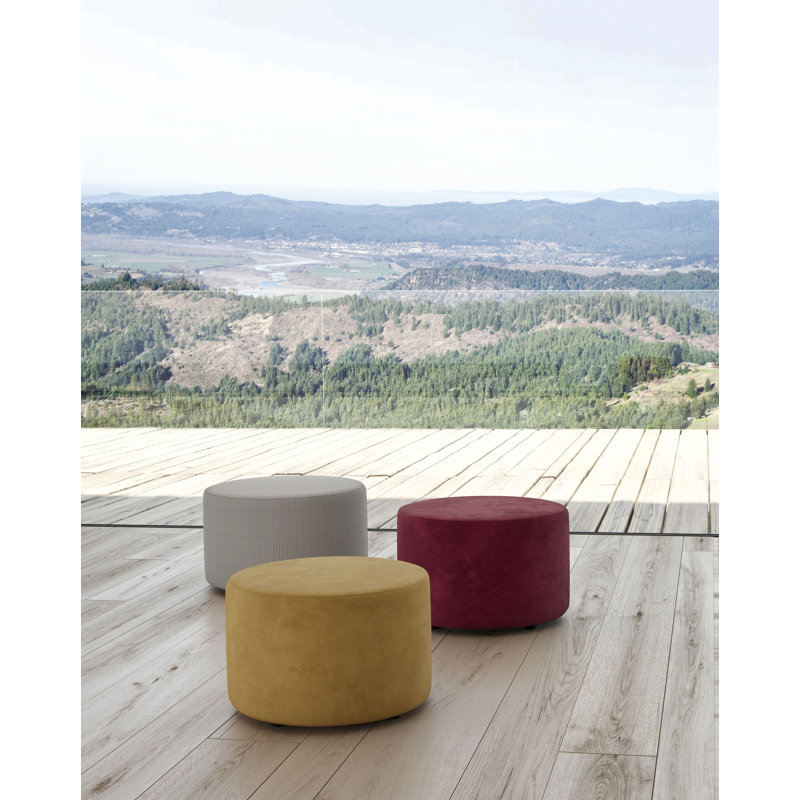Hester Round Pouf, Houndstooth Velvet