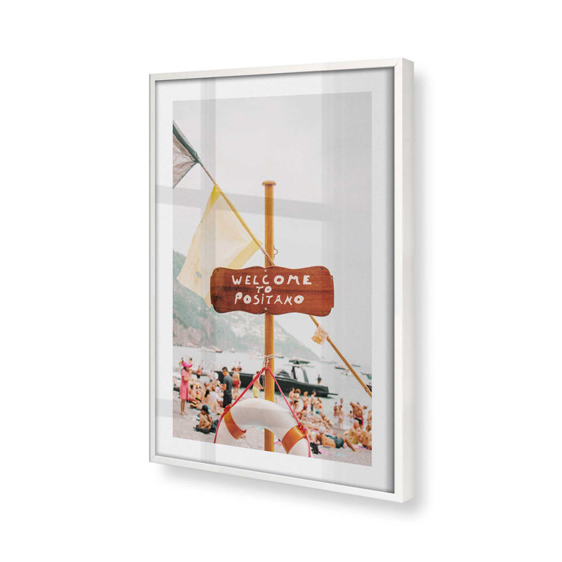 Reproduction de bienvenue Positano, Cadre simple blanc opaque, H 25 po x l 19 po x P 1,25 po