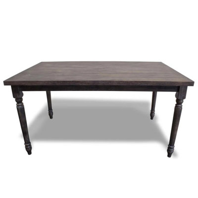 Table de salle à manger rectangulaire style transitionnel 59 pouces, table de salle à manger en placage gris patiné