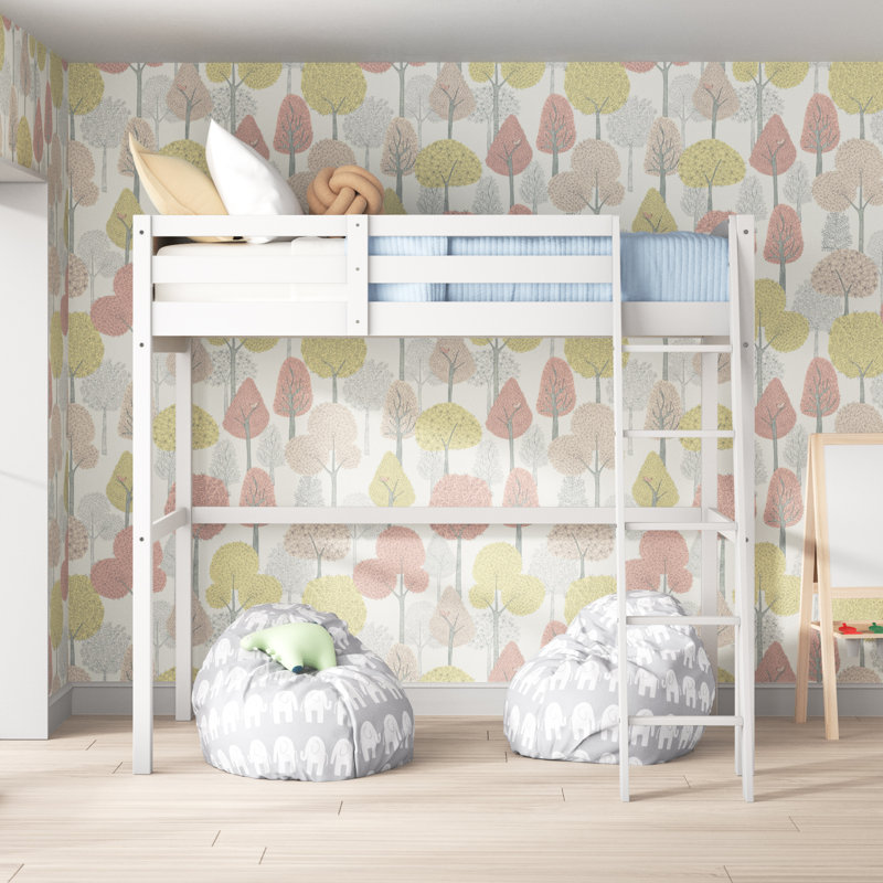 Mallika Solid Wood Loft Bed, White, Full