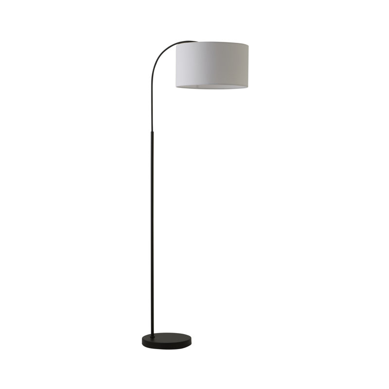 Domani 143cm Black Arched Floor Lamp, White