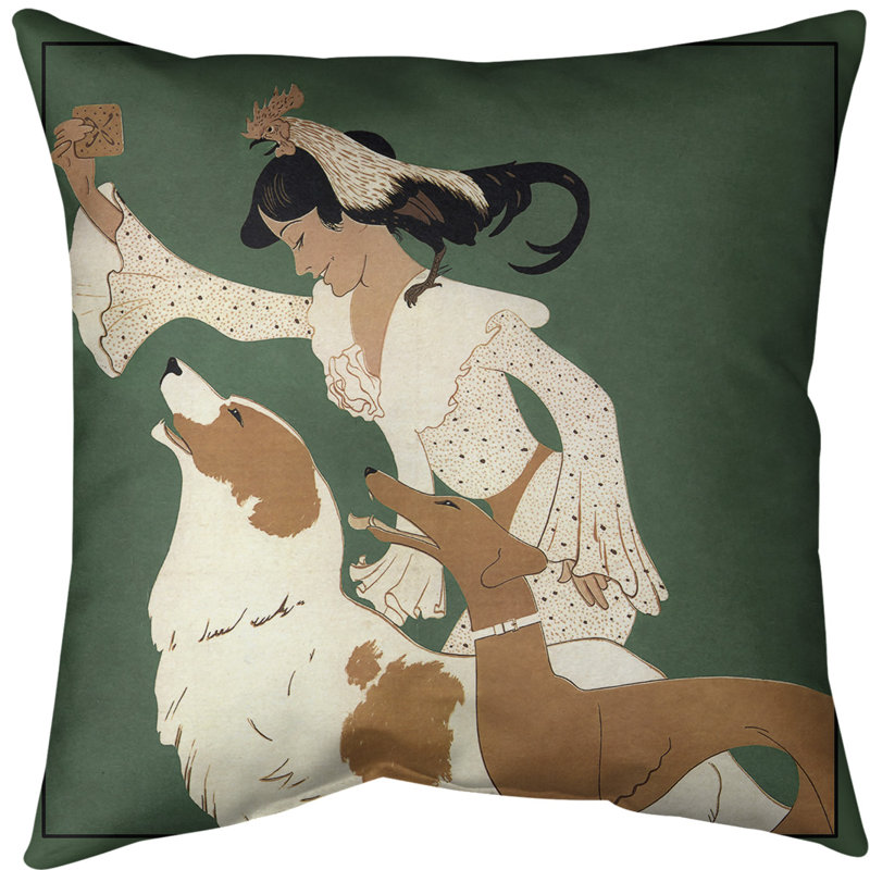 Housse pour oreiller pour affiche pour chien, Vert, Polyester filé