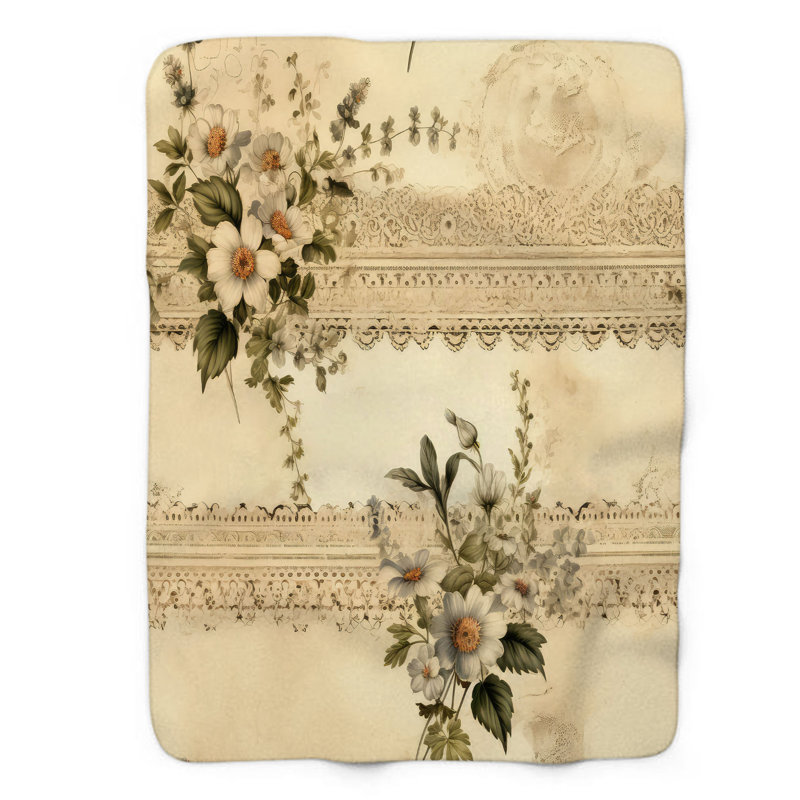 Jeté Nostalgic Lace Whispers - 1 pièce Sherpa B Premium, 50 po x 60 po