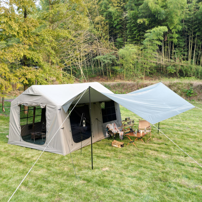 Tente de camping gonflable avec pompe, Vert