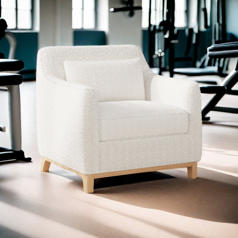 Brizia 31.65"  Accent Armchair for Living Room, Bedroom, White Boucle