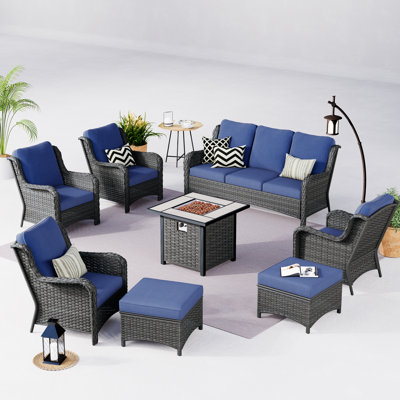 Ensemble de conversation pour 7 personnes avec coussins