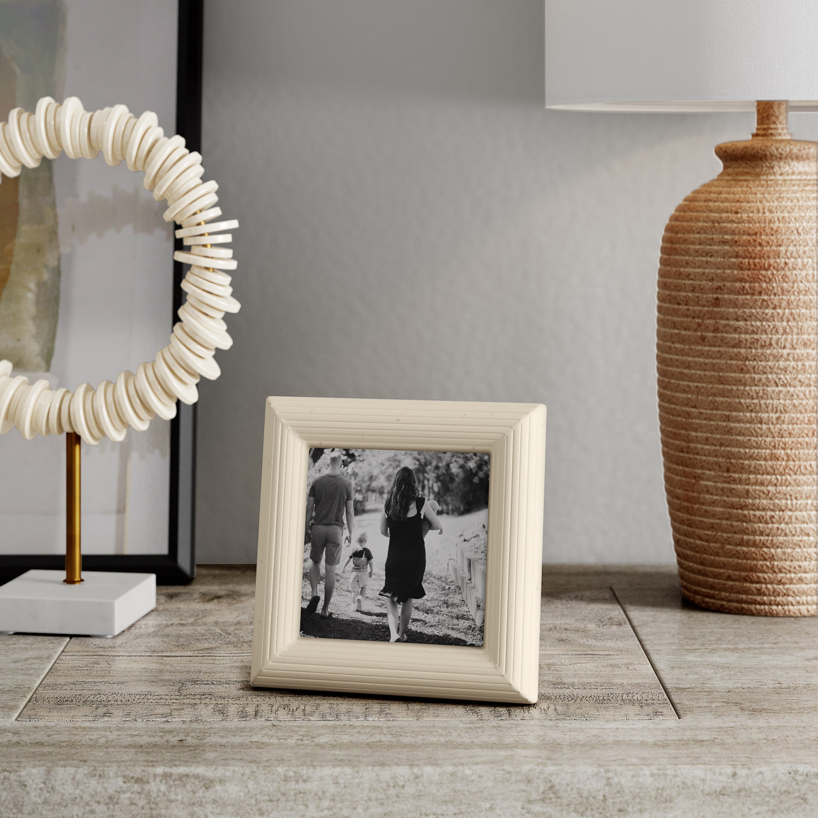 Zuriah Bone Matte Picture Frame, 4" x 4", Ivory