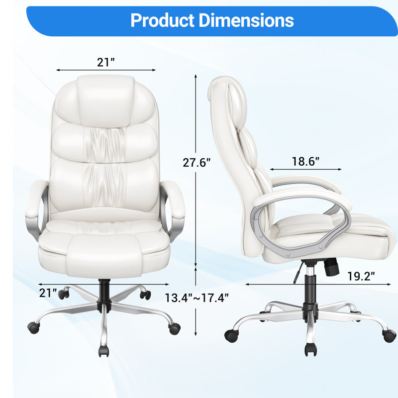 Carleen Executive Chair with Headrest, White