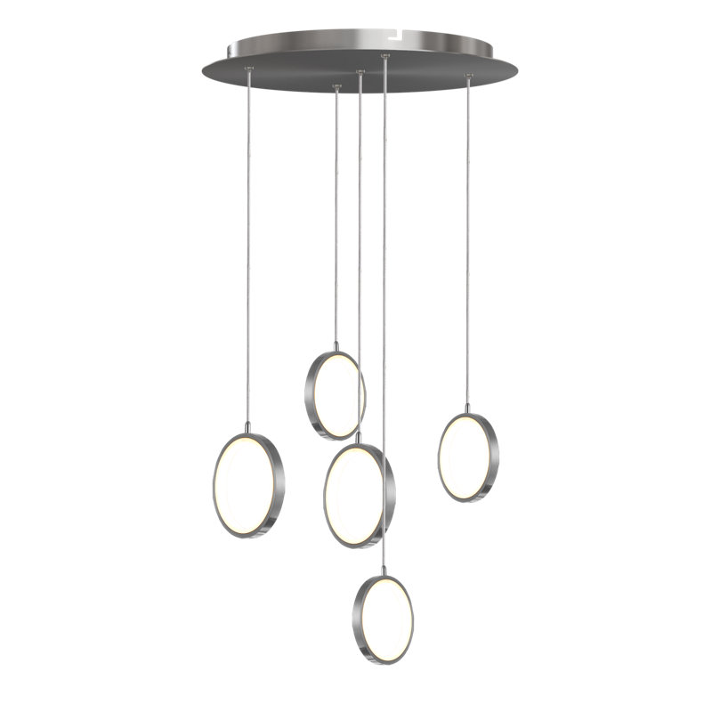 Luminaire suspendu géométrique à DEL 5 lumières Lauri, Nickel