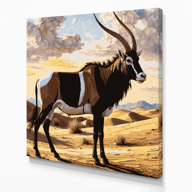 Faune Oryx beige, art mural sur toile, H 12 po x l 12 po