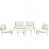 Beige Cushion/White/Teak Frame