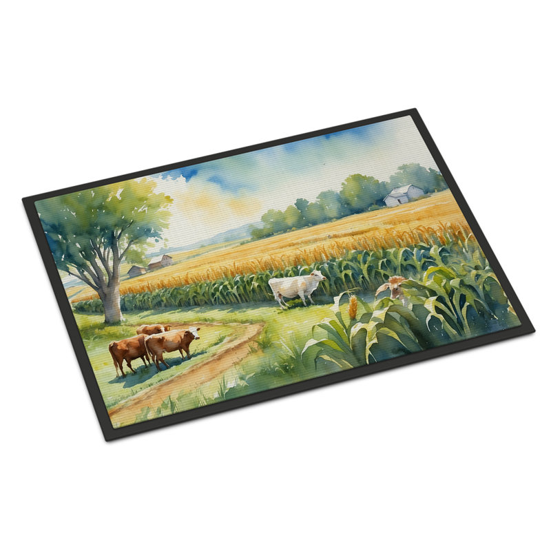 Paillasson Cows by the Cornfield, L 18 po x L 27 po