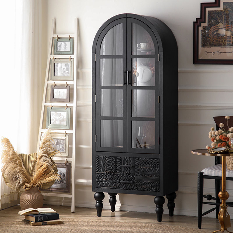 Black Solid + Manufactured Wood+Glass Display Cases