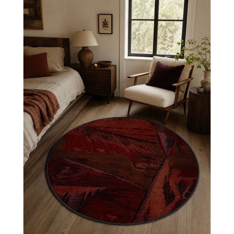 Tapis décoratif moderne Burdy, Rond 5 pi