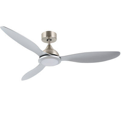 52 Inch Black Ceiling Fan With Light & Remote Control, 3‑Blade ABS Quiet Reversible DC Motor Ceiling Fan, 3‑Color Dimmable LED, 6‑Speed, Timing, For Indoor Bedroom Living Room