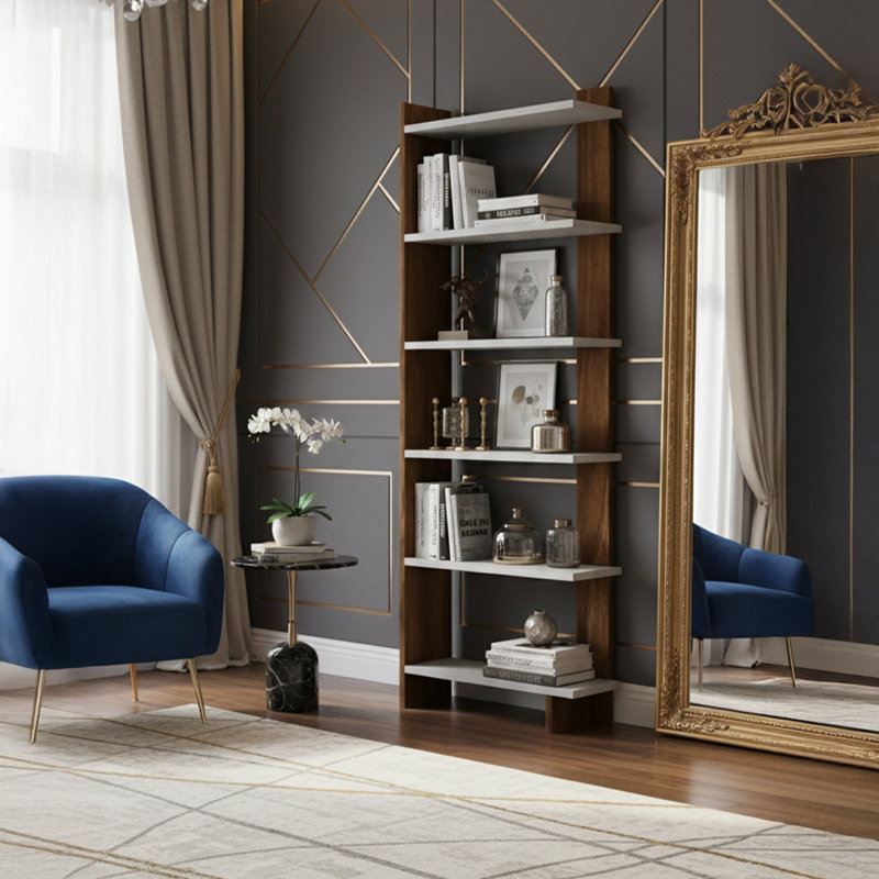 67" H x 18.4" W Geometric Bookcase