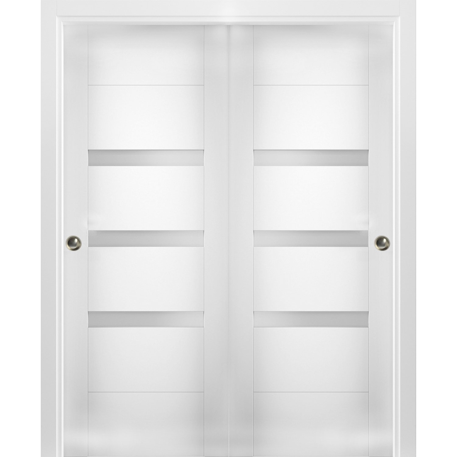 VDomDoors Sete Frosted Glass Sliding Closet White Doors | Wayfair