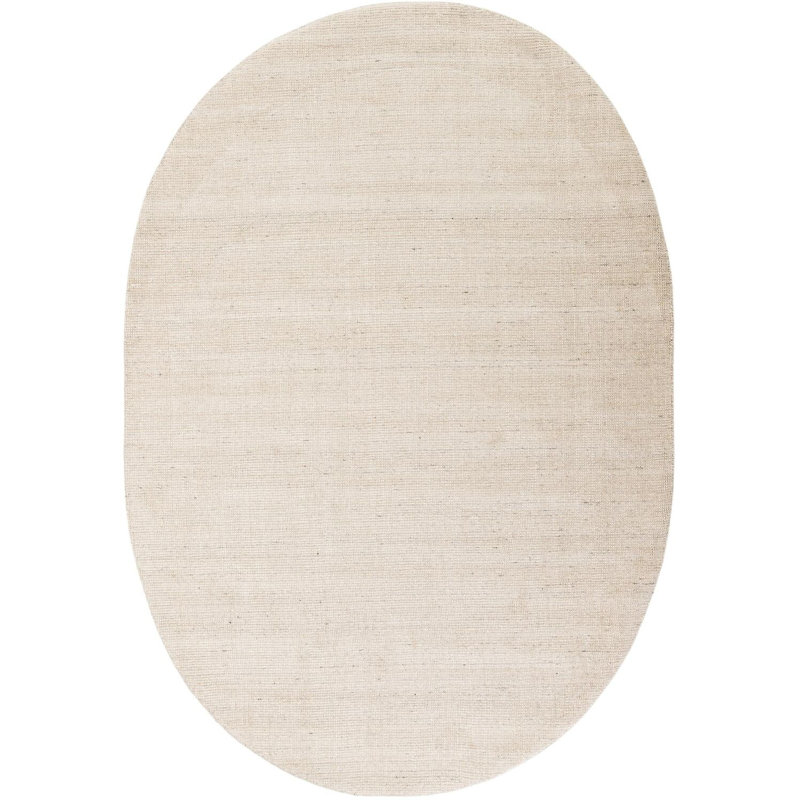 Tapis uni / rayé Brigit couleur vanille - ivoire, Ovale 6 pi 1 po x 9 pi