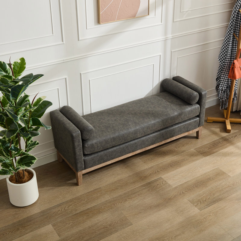 Banc rembourré l 66,32 po Saakshi, Gris, Brun